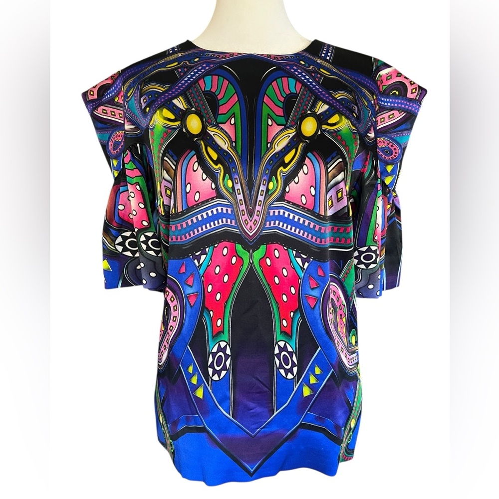 MANISH ARORA Paris Rare Abstract Couture S Statement Blouse Maximalist Art Bold‎
